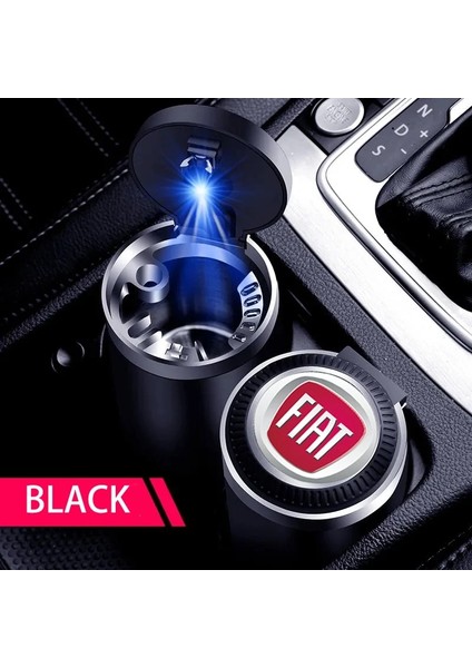 Siyah Yeni Araba Küllük Logolu LED Işıklı Yaratıcı Kişilik Fiat Aegea ve Uno Palio Tipo Doblo Car Amblem Auto (Yurt Dışından)