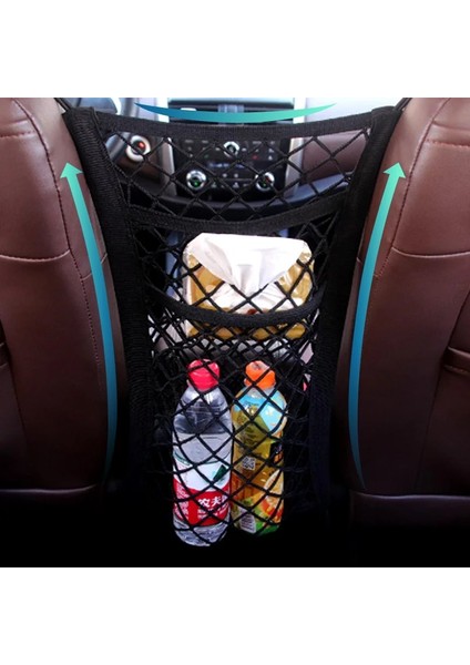 No.1 Boyutu Araba Ön Koltuk Depolama Örgü Cep Evrensel Çift Katmanlı Depolama Net Saklama Çantası Her Iki Tarafta Çift Katmanlı Elastik (Yurt Dışından) fiyatları