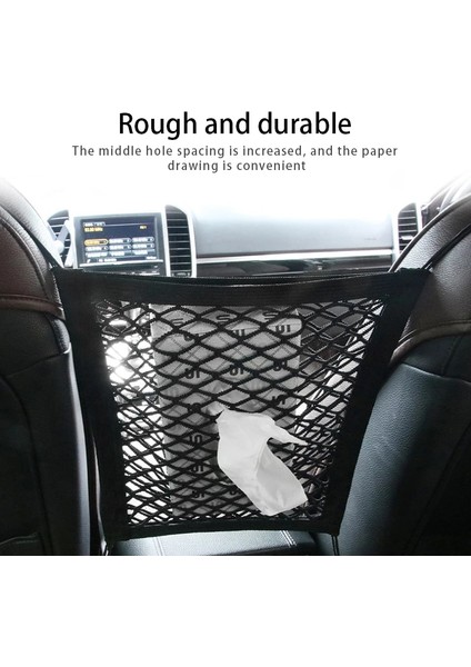 No.1 Boyutu Araba Ön Koltuk Depolama Örgü Cep Evrensel Çift Katmanlı Depolama Net Saklama Çantası Her Iki Tarafta Çift Katmanlı Elastik (Yurt Dışından) fırsatları