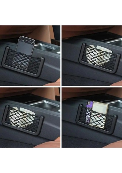 15X8CM Araba Net Saklama Çantası Cep Elastik Dize Oto Arka Arka Yüksek Kapasiteli Koltuk Örgü Tutma Cep Siyah Araba Organizatör Koltuk Sırt Çantası (Yurt Dışından)