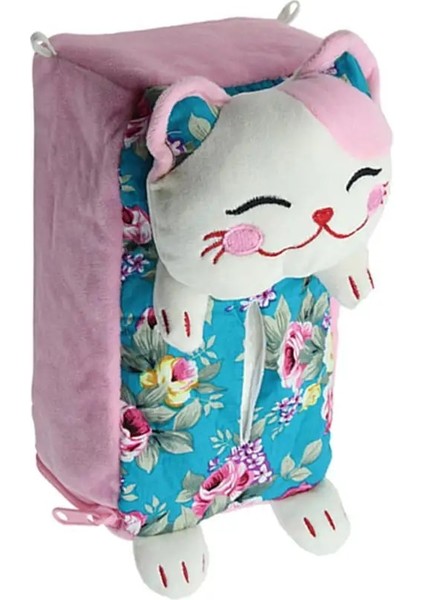 Pembe 3 Renk Sevimli Şanslı Kedi Araba Doku Tutucu Geri Asılı Doku Kutusu Peçete Kağıt Havlu Kutusu Tutucu Kılıf Kağıt Havluluk Kapakları (Yurt Dışından)