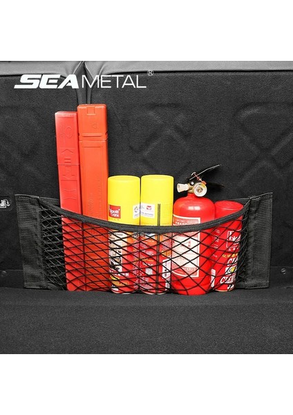 60X25CM Araba Gövde Örgü Organizatör Depolama Net Koltuk Sırt Çantası Evrensel Suv Önyükleme Dize Cepler Oto Sihirli Bant Yangın Söndürücü Ağı (Yurt Dışından)