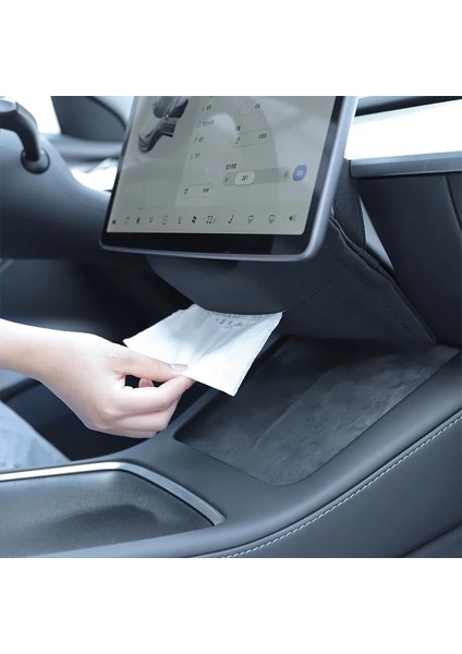Beyaz Tesla Modeli Için 3 Y x S Araba Doku Kutusu Arkasında Gizli Ekran Peçete Doku Kağıt Tutucu Iç Kağıt Depolama Araba Aksesuarları (Yurt Dışından)
