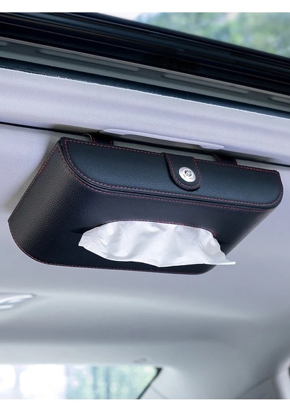Bej Deri Araba Doku Kutusu Tutucu Güneşlik Kol Dayama Işıklık Koltuk Arka Sunroof Asılı Peçete Kağıt Kutusu Depolama Dekorasyon (Yurt Dışından)
