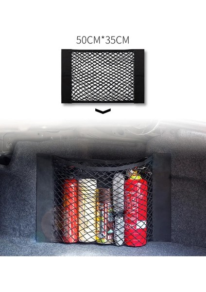 50X35CM Araba Arka Arka Örgü Gövde Koltuk Elastik Dize Net Sihirli Etiket Evrensel Saklama Çantası Cep Kafesi Oto Organizatör Koltuk Sırt Çantası (Yurt Dışından)