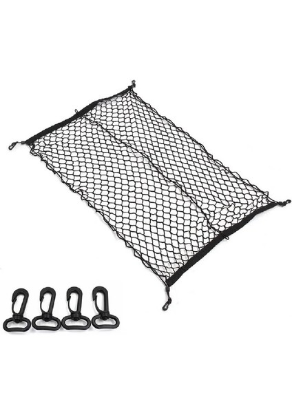 Siyah 100X70 cm Evrensel Siyah Naylon Araba Gövde Net Bagaj Depolama Organizatör Çanta 4 Kanca ile Arka Kuyruk Örgü Ağı Kargo Ağı (Yurt Dışından)