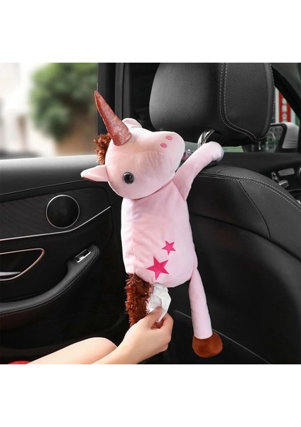 No.1 Boyutu Peluş Unicorn Araba Mendil Kutusu Sevimli Karikatür Oto Doku Durumda Tutucu Araba Koltuğu Geri Asılı Peçete Kağıt Organizatör Iç Malzemeleri (Yurt Dışından)