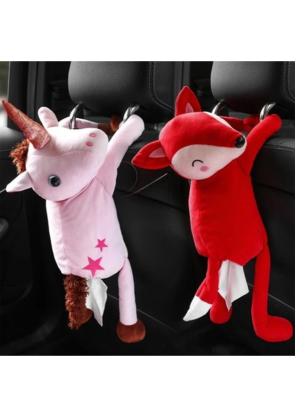 No.1 Boyutu Peluş Unicorn Araba Mendil Kutusu Sevimli Karikatür Oto Doku Durumda Tutucu Araba Koltuğu Geri Asılı Peçete Kağıt Organizatör Iç Malzemeleri (Yurt Dışından)