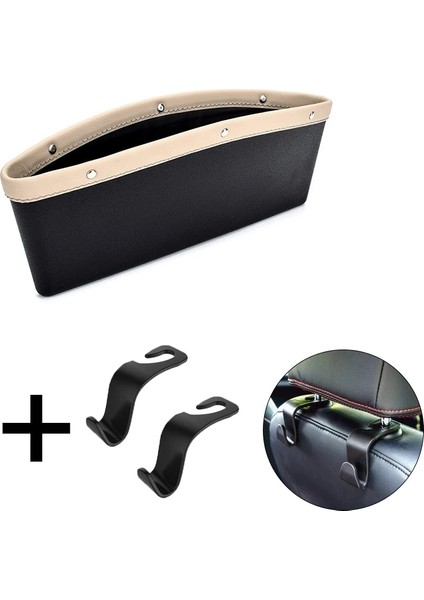 2 Kancalı Beyaz Ar Koltuk Boşluğu Organizatör Dolgu Araba Merkezi Konsolları Organizatör Depolama Cebi Evrensel Araba Aksesuarları Kadınlar Için Iç (Yurt Dışından)