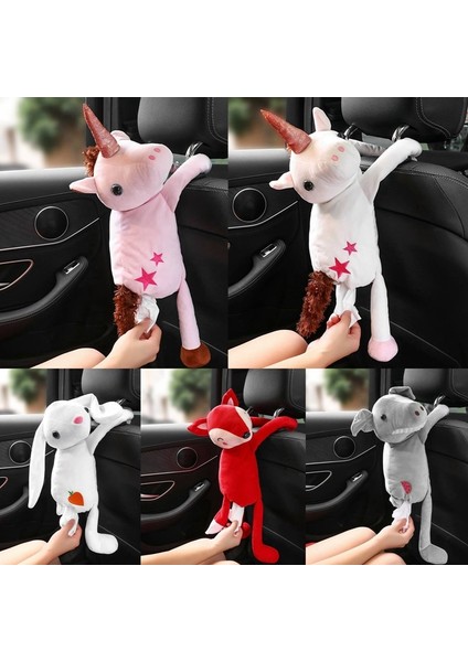 No.1 Boyutu Peluş Unicorn Araba Mendil Kutusu Sevimli Karikatür Oto Doku Durumda Tutucu Araba Koltuğu Geri Asılı Peçete Kağıt Organizatör Iç Malzemeleri (Yurt Dışından)