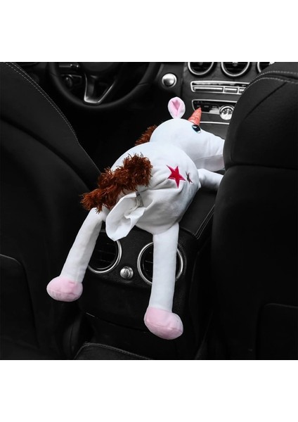 No.1 Boyutu Peluş Unicorn Araba Mendil Kutusu Sevimli Karikatür Oto Doku Durumda Tutucu Araba Koltuğu Geri Asılı Peçete Kağıt Organizatör Iç Malzemeleri (Yurt Dışından)