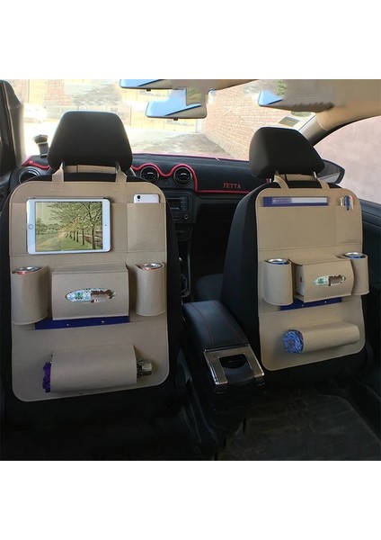 Beyaz Kapalı 6 Renk Çok Cep Araba Koltuğu Arka Organizatör Saklama Çantası Ped Bardak Depolama Içecek Tutucu Çocuklar Çocuklar Için Keçe Kumaş Koruyucu Pet (Yurt Dışından) indirimleri