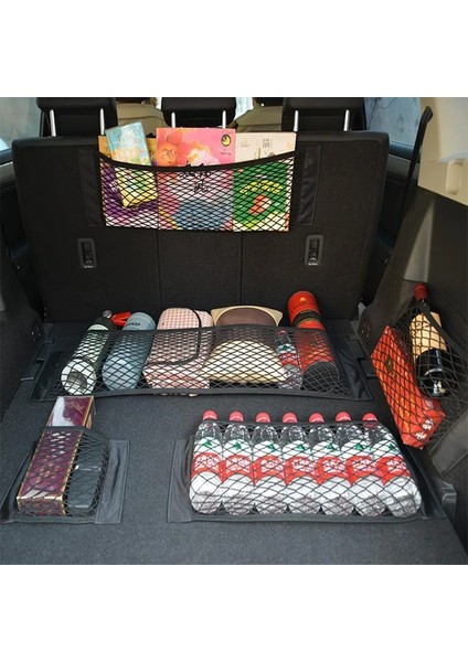 50CM Evrensel Bagaj Organizatör Arka Bagaj Arka Koltuk Kargo Mesh Net Çanta Esnek Naylon Araba Depolama Duvar Sticker Kılıf Çanta (Yurt Dışından)