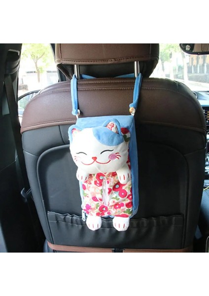 Mavi 3 Renk Sevimli Şanslı Kedi Araba Doku Tutucu Geri Asılı Doku Kutusu Peçete Kağıt Havlu Kutusu Tutucu Kılıf Kağıt Havluluk Kapakları (Yurt Dışından) modelleri