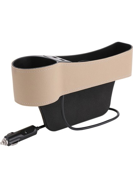 Açık Kahverengi C Yeterli Dayanıklılık ve Sağlamlık ile Evrensel Araba Koltuğu Boşluk Düzenleyici Yan Cep Saklama Kutusu Kasa Çift USB Şarj Cihazı (Yurt Dışından)