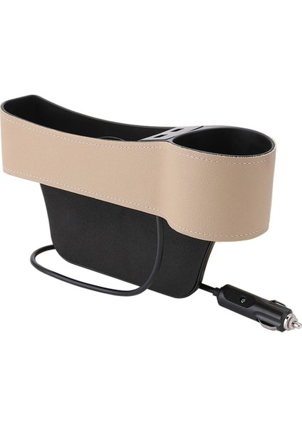 Açık Kahverengi C Yeterli Dayanıklılık ve Sağlamlık ile Evrensel Araba Koltuğu Boşluk Düzenleyici Yan Cep Saklama Kutusu Kasa Çift USB Şarj Cihazı (Yurt Dışından)