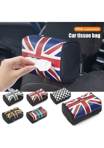 Kafes Oto Iç Union Jack Pu Deri Araba Doku Peçete Kutusu Çanta Paketi Mini Cooper Jcw S One Için Kol Dayama Kutusu Depolama Bir Tüm Seri (Yurt Dışından)