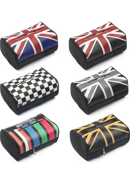 Kafes Oto Iç Union Jack Pu Deri Araba Doku Peçete Kutusu Çanta Paketi Mini Cooper Jcw S One Için Kol Dayama Kutusu Depolama Bir Tüm Seri (Yurt Dışından)
