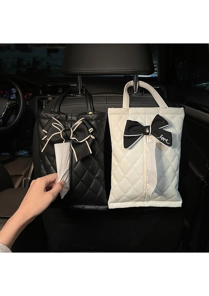 Siyah Yay Moda Elmas Ilmek Araba Doku Kutusu Koltuk Kafalık Deri Kağıt Kule Tutucu Oto Iç Organizatör Şekillendirici Araba Aksesuarları (Yurt Dışından) modelleri