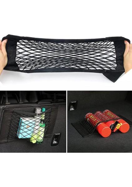 50X25 cm Araba Gövde Net Organizatör Arabalarda Gövde Elastik Dize Net Sihirli Etiket Evrensel Araba Aksesuarları Iç Saklama Kutusu (Yurt Dışından)