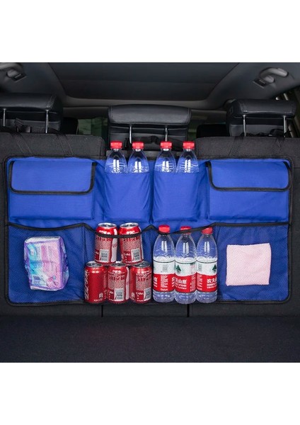 Mavi Araba Bagaj Organizatör Ayarlanabilir Arka Koltuk Saklama Çantası Net Yüksek Kapasiteli Çok Kullanımlı Oxford Otomobil Koltuğu Arka Organizatörler Evrensel (Yurt Dışından)