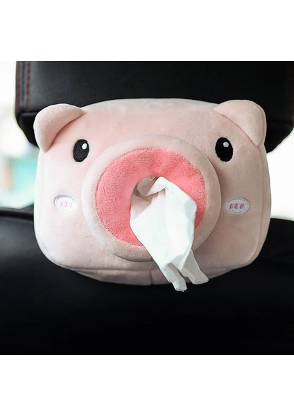 Pembe Karikatür Yaratıcı Sevimli Pembe Domuz Kısa Peluş Doku Kutusu Braketi Araba Kol Dayama Kutusu Araba Koltuğu Mendil Kutusu (Yurt Dışından)