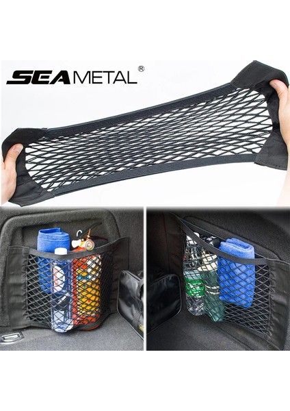 50X25 cm Araba Koltuğu Arka Örgü Gövde Net Evrensel Elastik Yapışkan Saklama Çantası Istifleme Için Çift Katmanlı Koltuk Arka Cep Organizatör Toplama (Yurt Dışından) indirimleri