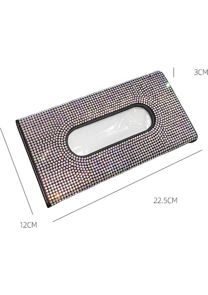 Gümüş Rengi Ar Rhinestone Doku Kutusu Tutucu High-End Lüks Güneşlik Çok Renkli Kağıt Kutusu Bling Oto Iç Depolama Araba Aksesuarları (Yurt Dışından)
