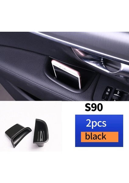 S90 Siyah Volvo S90 V90 Için Araba Aksesuarları Araba Saklama Kutusu Kapı Saklama Kutusu Araba Kol Dayama Kutusu (Yurt Dışından)