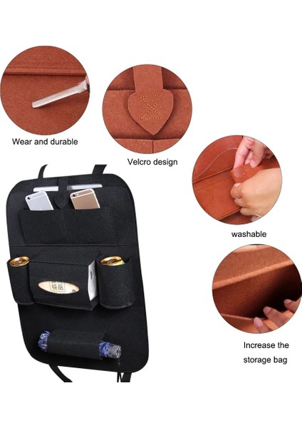 Kahverengi 1 Adet Araba Saklama Çantası Evrensel Kutusu Arka Koltuk Çanta Organizatör Kılıfı Arka Koltuk Tutucu Cepler Araba-Styling Koruyucu Oto Aksesuarları (Yurt Dışından)