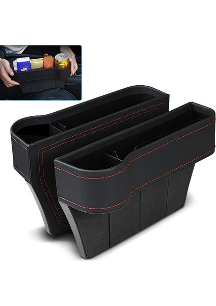 Deri-Çift 2 Pu Deri Araba Koltuğu Boşluk Saklama Kutusu Fincan Çok Fonksiyonlu Pocket Catcher Organizatör Telefon Şişe Bardak Tutucu Araba Aksesuarları (Yurt Dışından) indirimleri