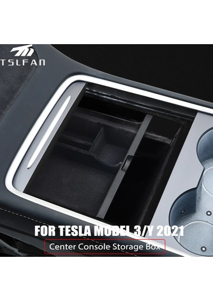 Ön Arka Flok Tesla Model 3 Model Y Için Konsol Kol Dayama Saklama Kutusu Akın Merkezi Kontrol Organizatör Konteyner Araba Aksesuarları Girin (Yurt Dışından)