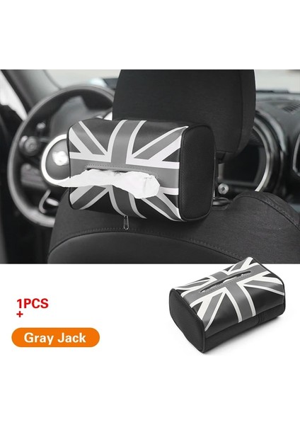 Gri Kriko Oto Iç Union Jack Pu Deri Araba Doku Peçete Kutusu Çanta Paketi Mini Cooper Jcw S One Için Kol Dayama Kutusu Depolama Bir Tüm Seri (Yurt Dışından)