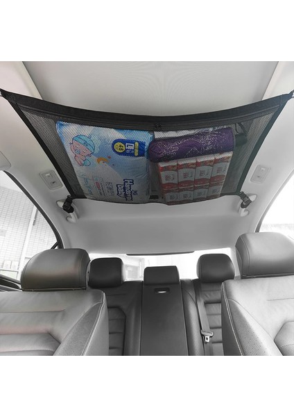 A Suv Araba Tavan Depolama Ağı Cep Araba Tavan Çantası Iç Kargo Ağı Nefes Alabilir Örgü Çanta Otomatik Istifleme Toplama Iç Aksesuar (Yurt Dışından)