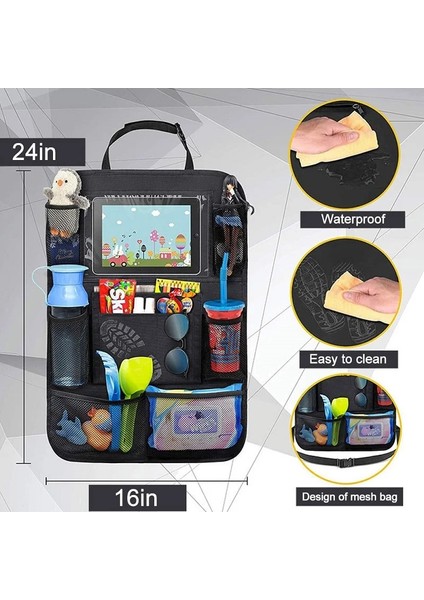 2 Adet Dokunmatik Ekran Tablet ile Araba Arka Koltuk Organizatör Holde Depolama Cepler Kick Paspaslar Araba Koltuğu Çocuklar Için Arka Koruyucular Bebekler (Yurt Dışından)