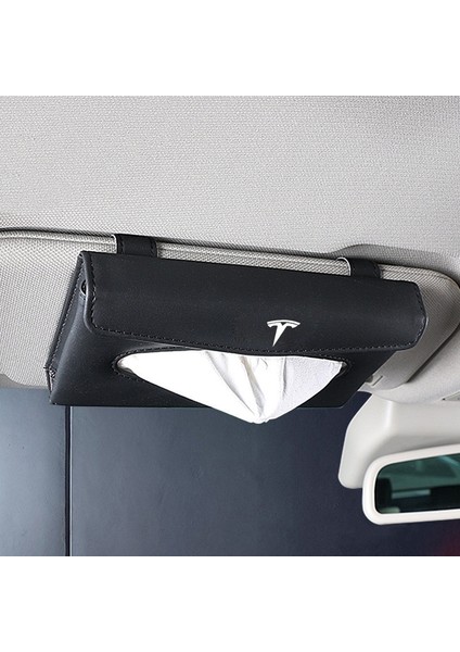 Kırmızı Araba Güneşlik Doku Kutusu Tesla Modeli 3 S x Y Asılı Tip Kağıt Havlu Kılıfı Tutucu Klip Deri Araba Styling Aksesuarları (Yurt Dışından)