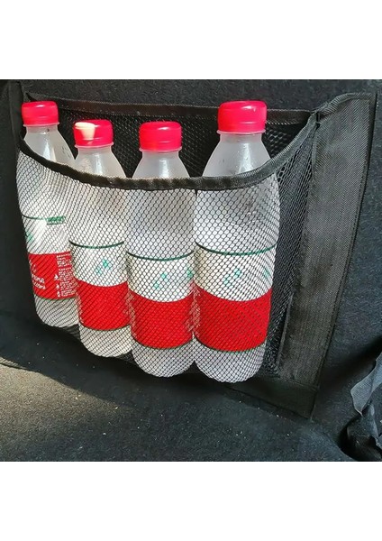 L 25X60CM Oto Araba Arka Arka Koltuk Depolama Organizatör Gövde Çok Asılı Net Cep Velcro Mikro Elastik Çift Katmanlı Kese Çanta Erişim (Yurt Dışından)