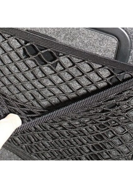 L 25X60CM Oto Araba Arka Arka Koltuk Depolama Organizatör Gövde Çok Asılı Net Cep Velcro Mikro Elastik Çift Katmanlı Kese Çanta Erişim (Yurt Dışından)