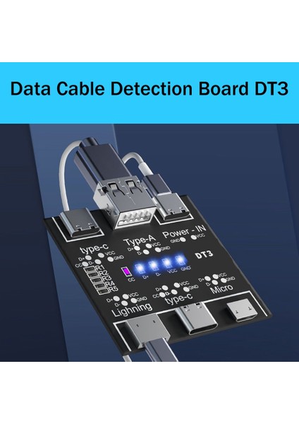 Ios Android Için USB Veri Hattı Algılama Kurulu Mikro-Usb Tip-C Kısa Devre Anahtarı Algılama Kurulu Dt3 USB Kablosu Test Cihazı (Yurt Dışından)