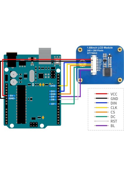 Raspberry Pi Için 1.69 Inç IPS Ekran Renkli LCD 240X280 Çözünürlük Spı Arayüzü 262 K Renkli Ekran Arduino Için STM32 (Yurt Dışından)