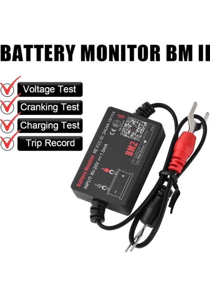 Bm2 Pil Monitörü Test Cihazı 12 V Pil Monitörü Bluetooth 4.0 Araç Akü Analizörü Şarj Marş Testi Gerilim Test Cihazı (Yurt Dışından)