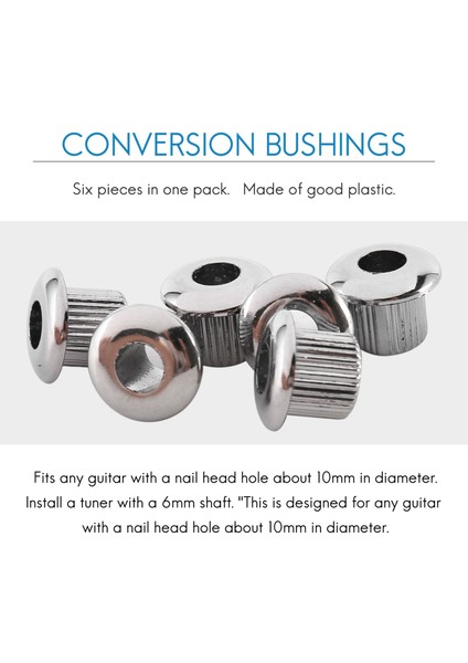 Gitar Tuner Dönüşüm Burçlar Adaptör Yüksükler Nikel Kaplama 10MM Peghead Delikler Için Güzel Plastik Kabuk ile Gümüş (Yurt Dışından) modelleri
