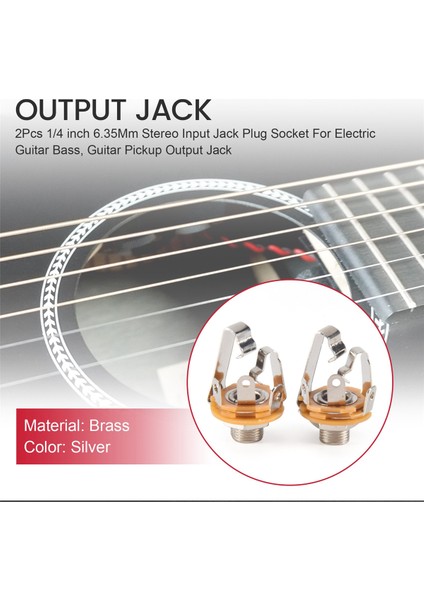 2 Adet 1/4 Inç 6.35MM Stereo Giriş Jakı Priz Elektro Gitar Bas, Gitar Pikap Çıkış Jakı, Gitar Parçaları (Yurt Dışından)
