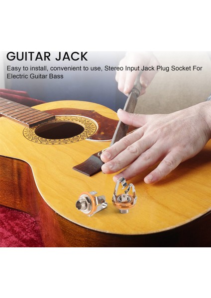 2 Adet 1/4 Inç 6.35MM Stereo Giriş Jakı Priz Elektro Gitar Bas, Gitar Pikap Çıkış Jakı, Gitar Parçaları (Yurt Dışından)