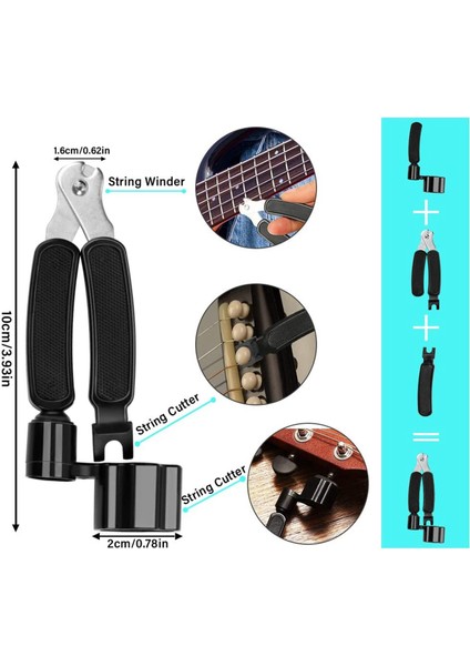 65 Pcs Gitar Aksesuarları Kiti, Gitar Telleri, Tuner, Capo, Seçimler, Seçim Tutucu, Başparmak Parmak Seçimleri, Köprü Pimleri (Yurt Dışından) fiyatları