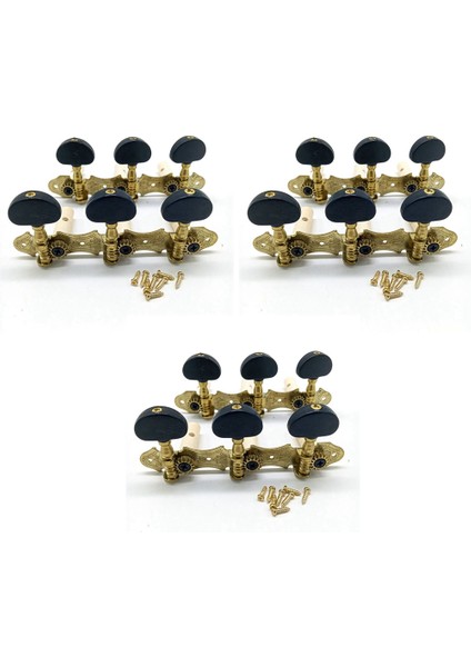 3x Sol Sağ Klasik Gitar Teli Tuning Pegs Makine Kafaları Tuner Tuşları 3L3R Profesyonel Gitar Aksesuarları, Siyah (Yurt Dışından)