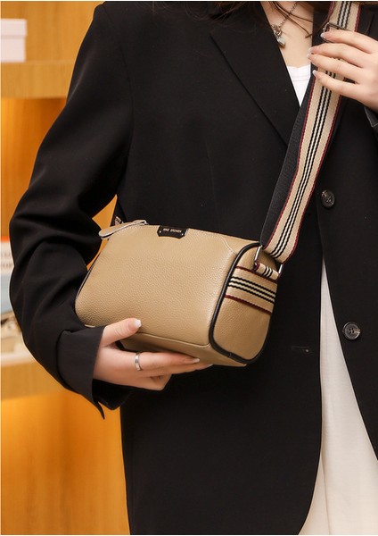 Hakiki Deri Kadın Çantası Büyük Kapasiteli Çanta Kadın 2024 Yeni Moda Moda Çok Yönlü Üç Katmanlı Yumuşak Deri Inek Derisi Omuz Crossbody Çanta (Yurt Dışından)