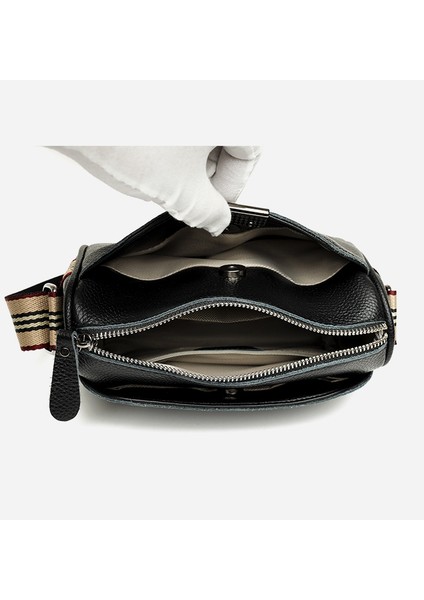 Hakiki Deri Kadın Çantası Büyük Kapasiteli Çanta Kadın 2024 Yeni Moda Moda Çok Yönlü Üç Katmanlı Yumuşak Deri Inek Derisi Omuz Crossbody Çanta (Yurt Dışından)