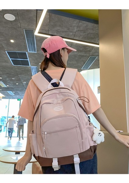 Üniversite Öğrencisi Okul Çantası Kız Kampüs Renk Öğrenci Sırt Çantası Büyük Kapasiteli Rahat Minimalist Sırt Çantası Kadın (Yurt Dışından) indirimleri