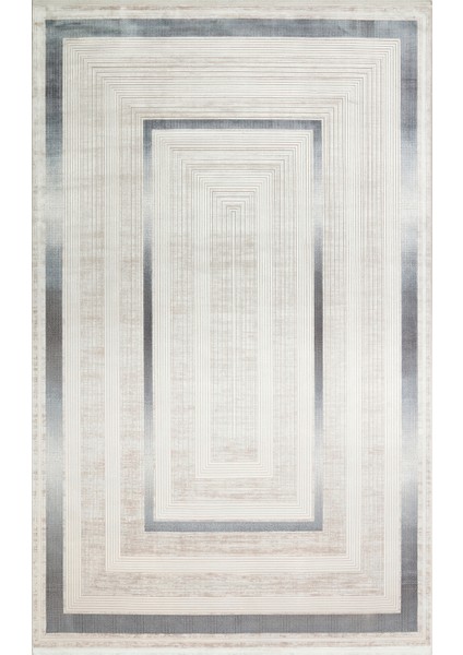 Mahal MHL13 Cream Blue Modern Desenli Yüksek Kalite Sık Dokuma 120 Tarak Ipek Halı